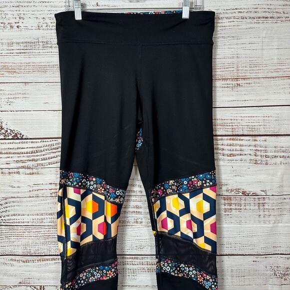 Joy Lab Women’s Black Geometric Floral Activewear Leggings, EUC, Size Large - Picture 9 of 10